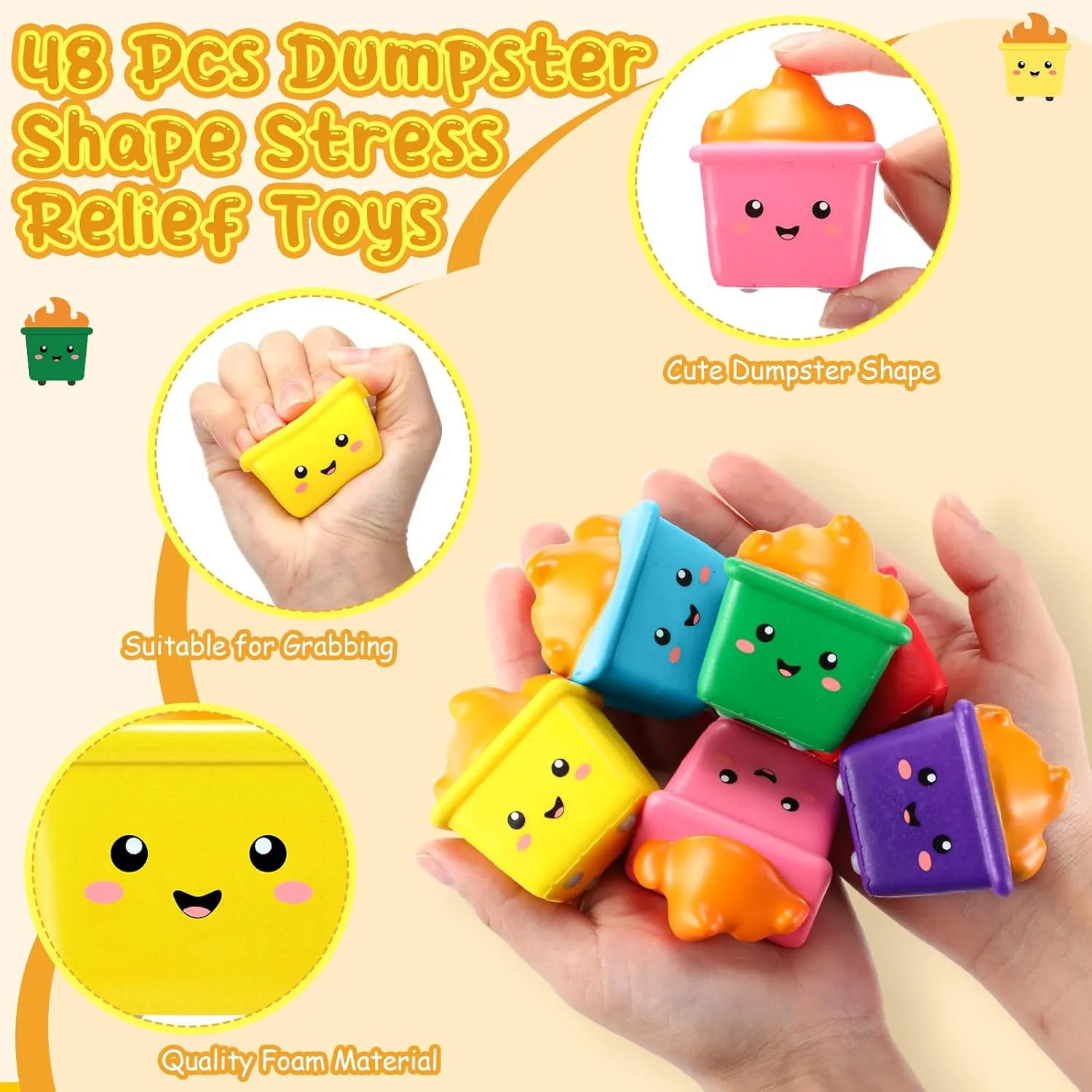 HyDren 24 Pcs Dumpster Stress Ball Bulk Funny Fire Stress Relief Gifts for Adults Employee Appreciation Gifts Foam Fidget Toys Desk Accessories for Team, Coworker, Teacher, Students