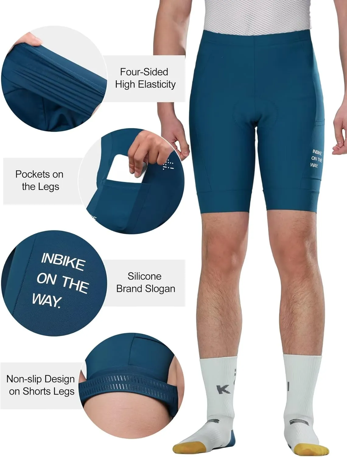 INBIKE Bike Shorts for Men, 3D Padded Breathable Cycling Shorts, Quick Dry Lightweight Biking Bicycle Shorts with 2 Pockets
