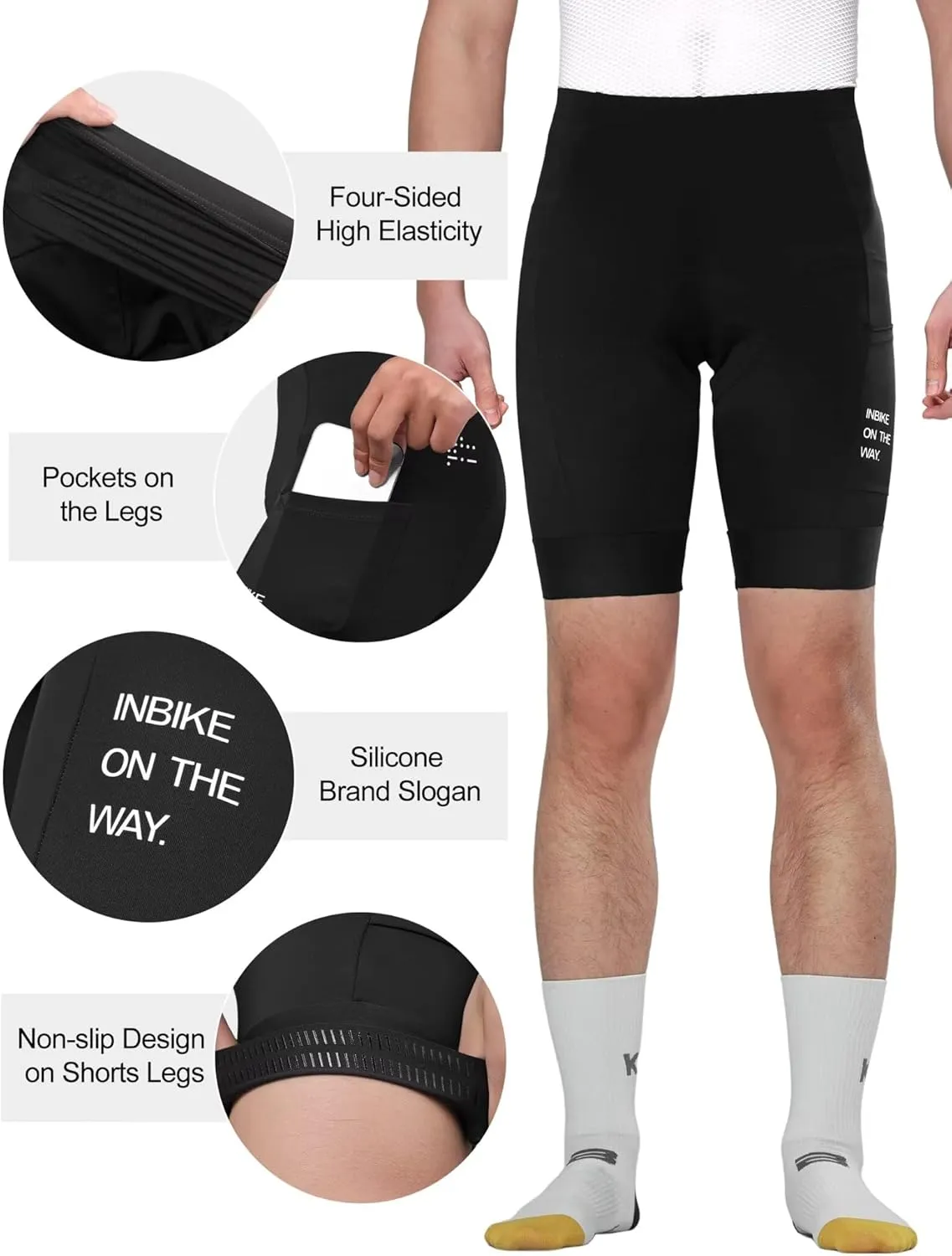 INBIKE Bike Shorts for Men, 3D Padded Breathable Cycling Shorts, Quick Dry Lightweight Biking Bicycle Shorts with 2 Pockets