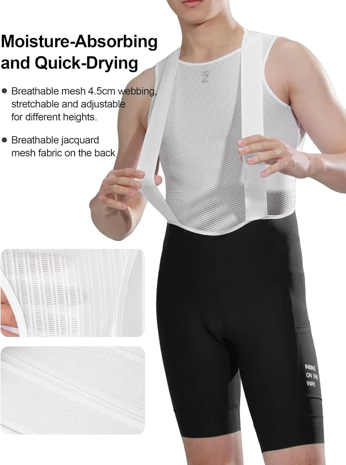 INBIKE Cycling Bib Shorts for Men, 3D Padded Breathable Road Bike Shorts Men, Lightweight Biking Bicycle Bibs with Pockets