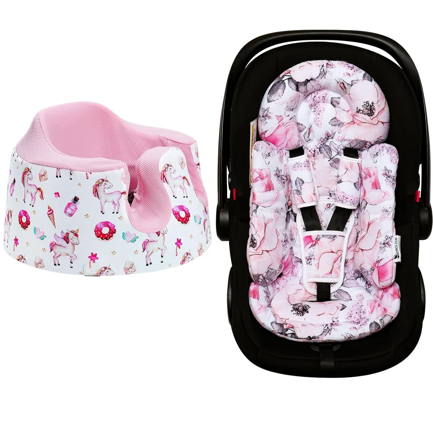 Infant Insert, Pink Floral Bundle with Cover for Summer, Pink Unicorn