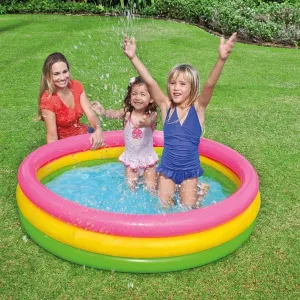 Inflatable Kiddie Pool Blow Up Kiddie Paddling Pool 47.2" X 11.8" Portable 3 Ring Baby Children Water Swimming Pool for Infants Kids Round Pools for Beach Indoor Outdoor Garden Backyard