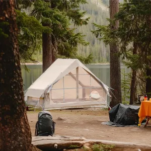 Inflatable Tent with Pump,Glamping Tents for 4-6 Person, Easy Setup 4 Season Waterproof Outdoor Tent,Waterproof Luxury with 12 Mesh Window.