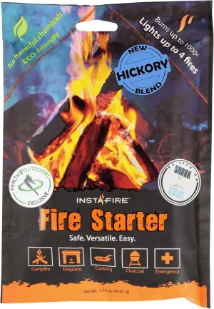 Insta-Fire Hickory Blend Granulated Fire Starter, All Natural, Eco-Friendly, InstaFire Lights Fires in Any Weather 1.75oz Pouches (6 Packs)