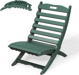 IVY&LANE Portable Xavier-Chair | Folding-Adirondack-Chairs | Wave | HDPE Plastic | Limited Edition | Forest Green | All-Weather Resistant | for Outdoor Fire-Pit Patio Lawn Beach Poolside