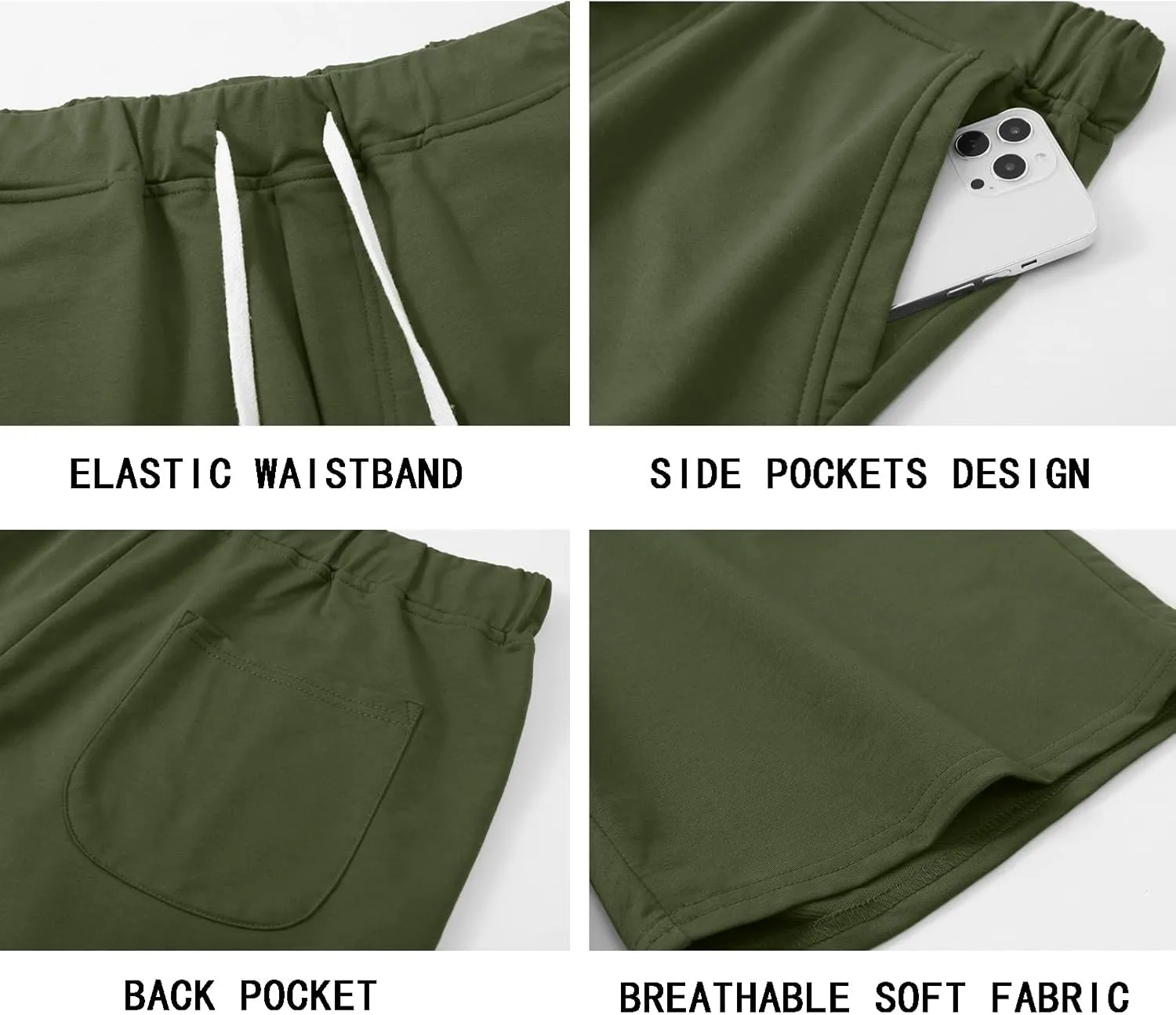 Janmid Men's Casual Shorts Elastic Jogger Gym Active Pocket Shorts