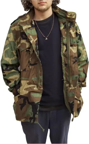 John Rambo Jacket Mens Cotton M65 Coat Jacket | Olive Greene US Army Field Multi Pocket Coat