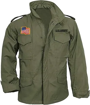 John Rambo Jacket Mens Cotton M65 Coat Jacket | Olive Greene US Army Field Multi Pocket Coat