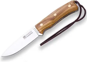 Joker Bushcraft Knife Bushcrafter CO120-P, with Fire Starter, 4.13 inches Blade in Böhler N695 Steel and Olive Wood Handle, Tool for Fishing, Hunting, Camping and Hiking