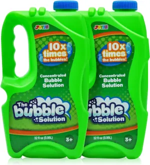 JOYIN 2 Bottles Bubbles Refill Solutions 64 oz (up to 5 Gallon), Concentrated Solution for Bubble Machine, Gun, Wand Refill Fluid Summer, Easter Toys (Double Green)