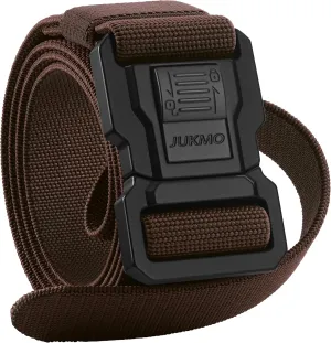 JUKMO Men's Tactical Belt with Lock, Military Work 1.5" Stretch Nylon Web Quick Release Belt with Heavy Duty Seatbelt Buckle