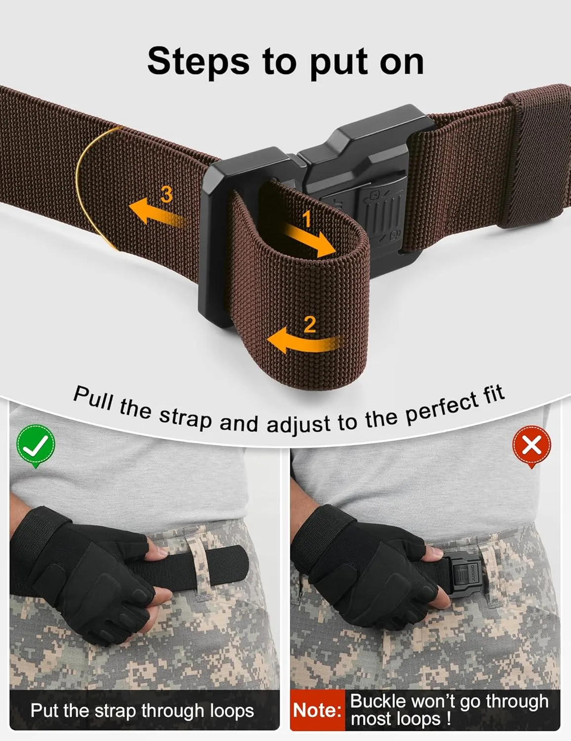 JUKMO Men's Tactical Belt with Lock, Military Work 1.5" Stretch Nylon Web Quick Release Belt with Heavy Duty Seatbelt Buckle