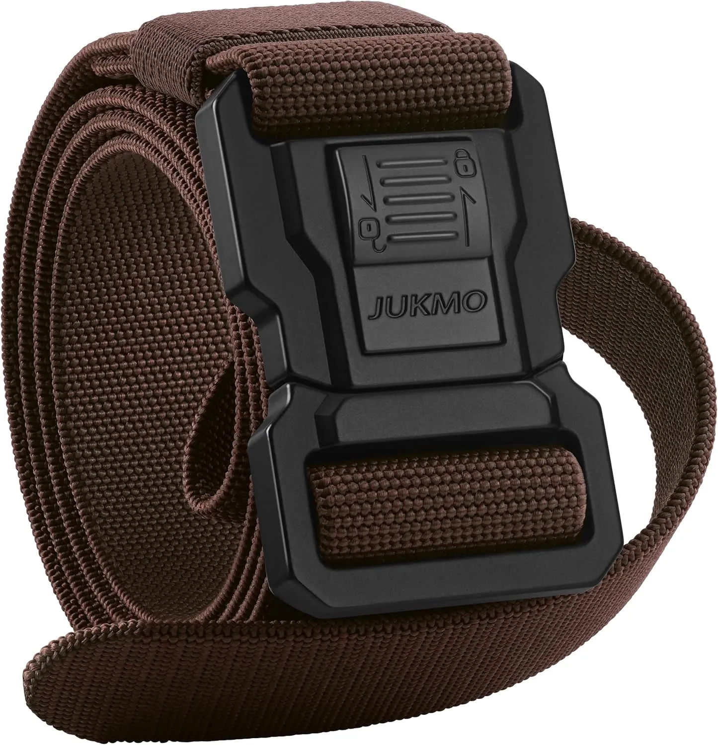 JUKMO Men's Tactical Belt with Lock, Military Work 1.5" Stretch Nylon Web Quick Release Belt with Heavy Duty Seatbelt Buckle