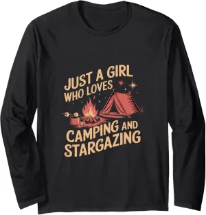 Just a Girl Who Loves Camping and Stargazing Fun Long Sleeve T-Shirt