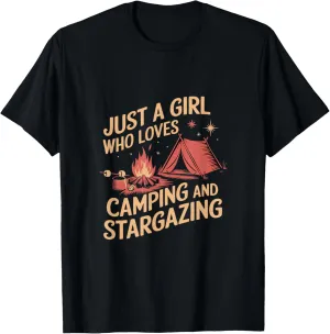 Just a Girl Who Loves Camping and Stargazing Fun T-Shirt