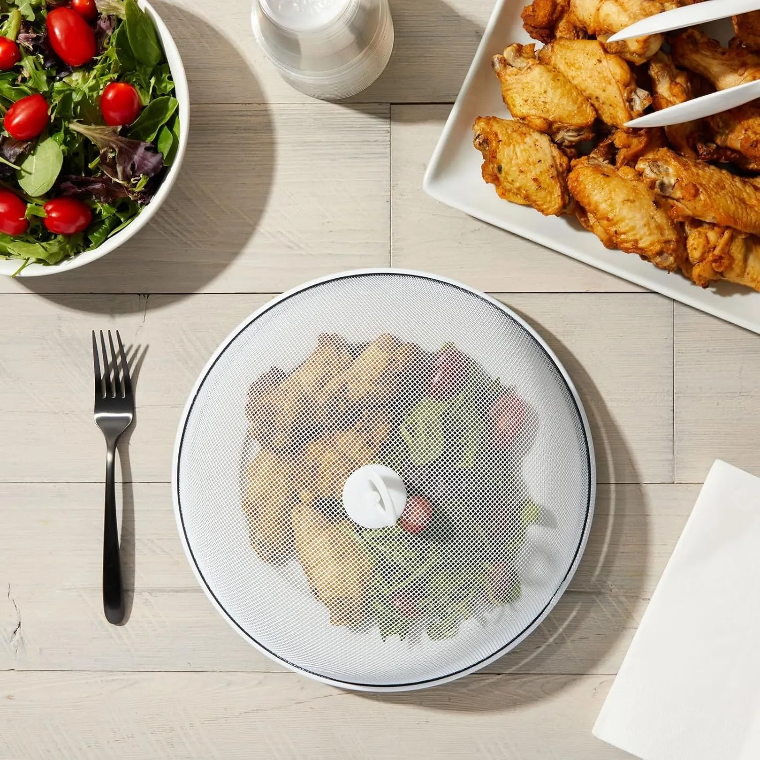 Juvale Metal Mesh Food Tent, Outdoor Plate Serving Covers (White, 11 Inch) - 4 Pack - Food Covers for Outside Mesh