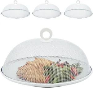 Juvale Metal Mesh Food Tent, Outdoor Plate Serving Covers (White, 11 Inch) - 4 Pack - Food Covers for Outside Mesh