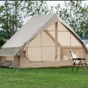 KEIKI Inflatable Tents with Hand Pump & Carry Bag, 4 Season Blow Up Tent for 4-6 Person, Waterproof Oxford Air Tent with 12 Mesh Window, Luxury Camping Cabin, 9.5' × 6.6'× 6.6'