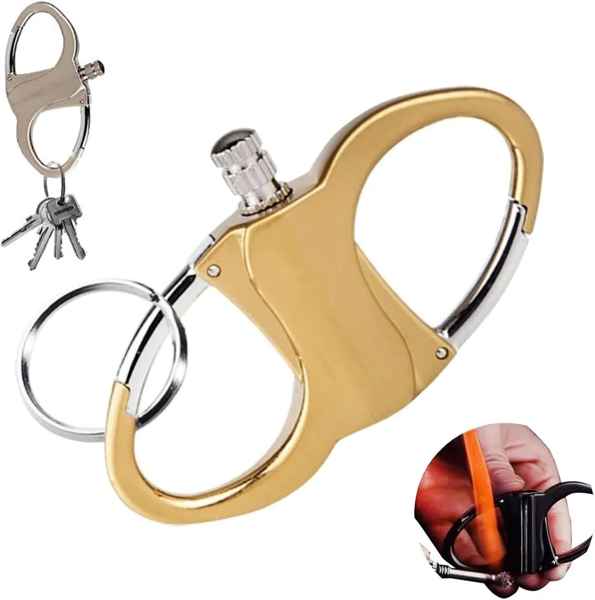 Keychain Multifunctional Soft Flame Old Style Match Kerosene Lighter Outdoor Camping Hiking Candle Travel(Gold)