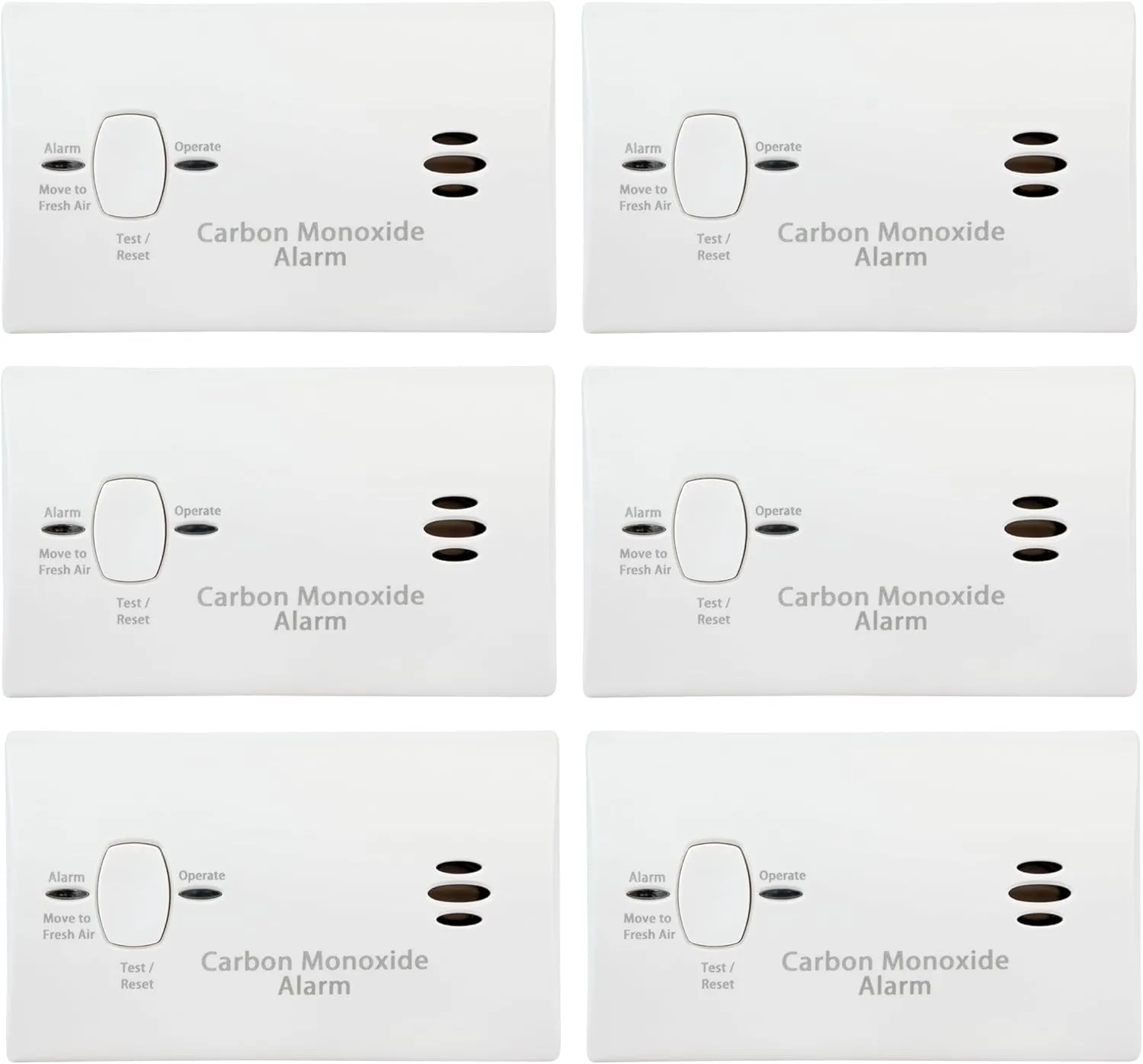 Kidde Carbon Monoxide Detector, Battery Powered CO Alarm with LEDs, Test-Reset Button, Low Battery Indicator, Portable, 6 Pack