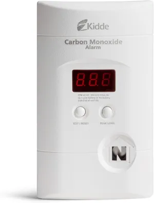 Kidde Carbon Monoxide Detector, Plug In Wall with 9-Volt Battery Backup, Digital LED Display