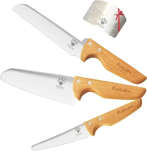 Kids Knife Set for Real Cooking Safe, 4pcs Kids Kitchen Cutting Chopping Knives, Stainless Steel Blades, Metal Children First Starter knife, BPA-free Tool (Silver)