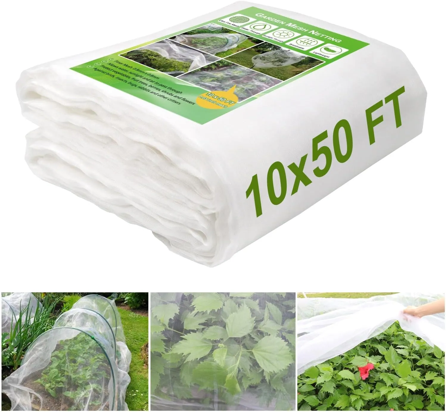 KLEWEE 10 x 50 FT Garden Mesh Netting, Ultra Fine Plant Netting Covers, Garden Netting for Raised Beds Vegetables, Fruit Tree Netting for Blueberry Bushes Barrier Screen Protection Net Cover