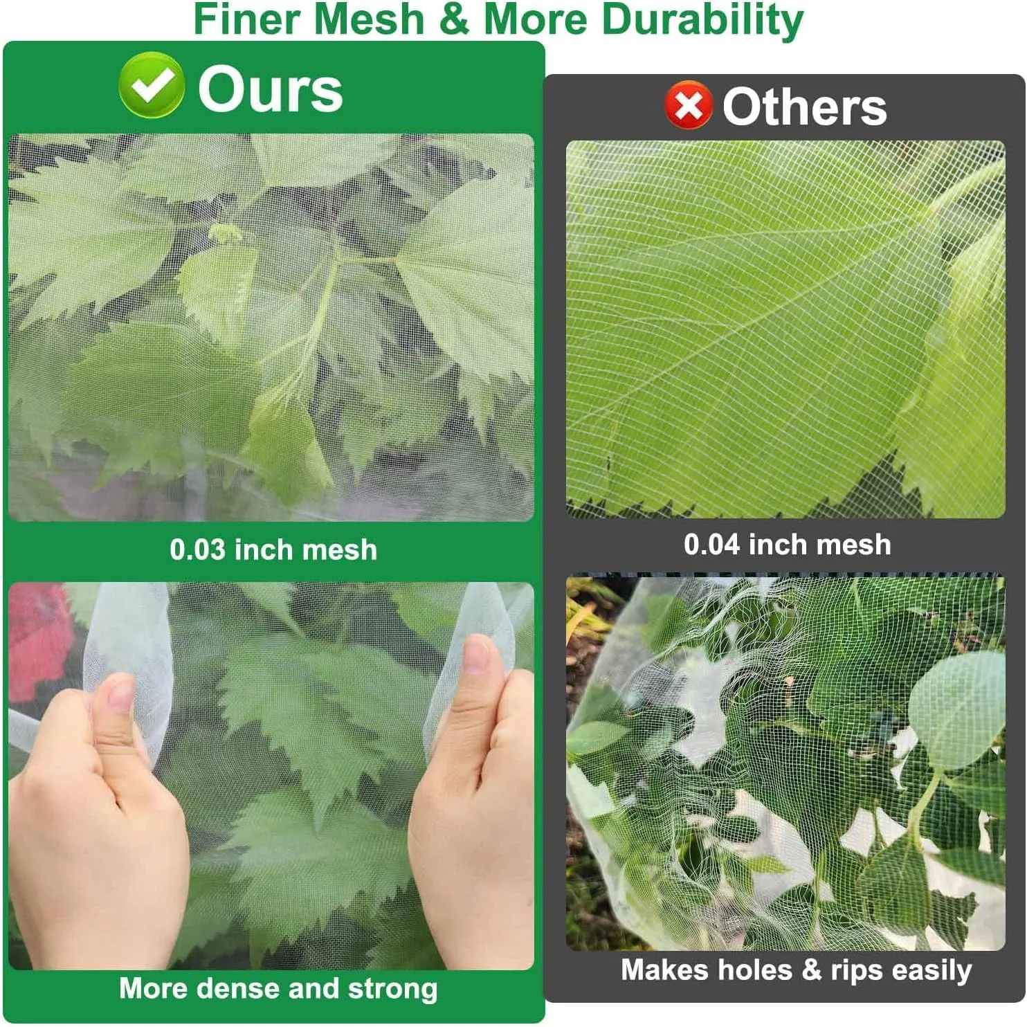 KLEWEE 10 x 50 FT Garden Mesh Netting, Ultra Fine Plant Netting Covers, Garden Netting for Raised Beds Vegetables, Fruit Tree Netting for Blueberry Bushes Barrier Screen Protection Net Cover