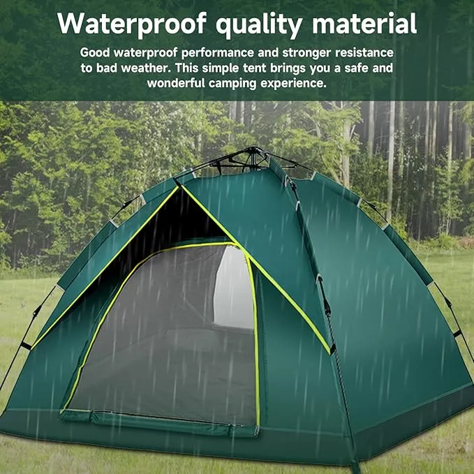 KOMCLUB Camping Tent 2/3/4 Person Tents for Family Camp Tent Waterproof Windproof Outdoor for Backpacking Hiking Easy Setup with Storage Bag,8 Ground ding,4 Windproof Rope