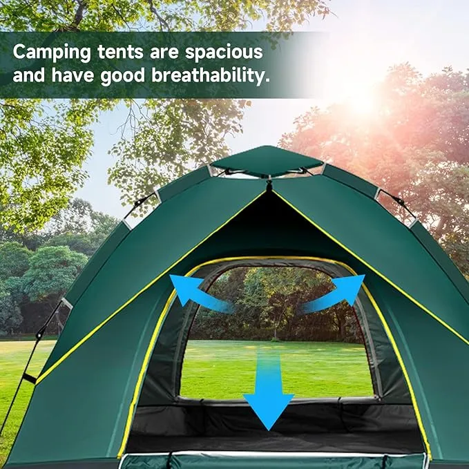 KOMCLUB Camping Tent 2/3/4 Person Tents for Family Camp Tent Waterproof Windproof Outdoor for Backpacking Hiking Easy Setup with Storage Bag,8 Ground ding,4 Windproof Rope