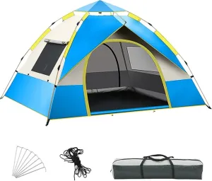 KOMCLUB Camping Tent 2/3/4 Person Tents for Family Camp Tent Waterproof Windproof Outdoor for Backpacking Hiking Easy Setup with Storage Bag,8 Ground ding,4 Windproof Rope