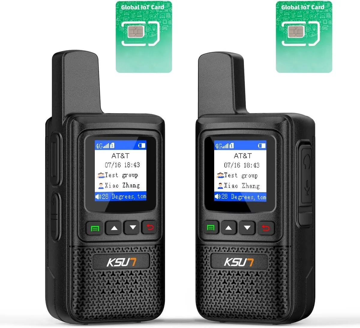 KSUN 4G Network Global POC Radio with 1 Year Pre-Paid SIM Card Walkie Talkies Long Range 1000 Miles Push to Talk for Hiking Camping CT1plus (2 Pack)