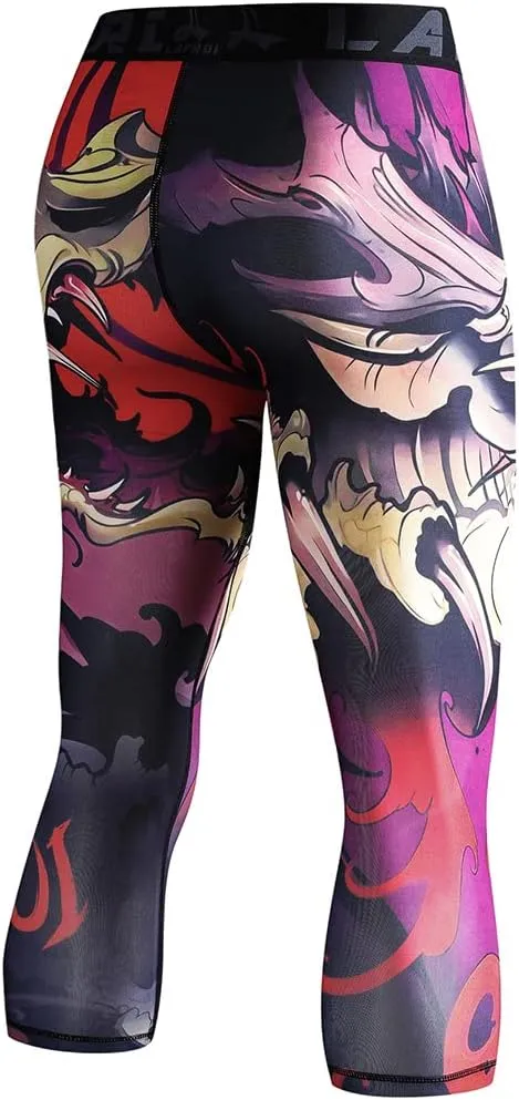LAFROI Men's Compression Fit 3/4 Tights Leggings with Pcoket/Non-Pocket-YSK10