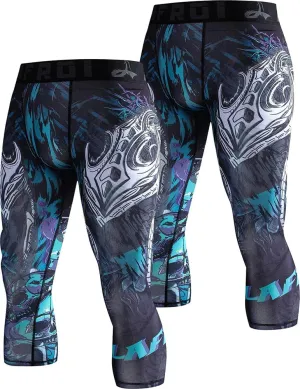 LAFROI Men's Compression Fit 3/4 Tights Leggings with Pcoket/Non-Pocket-YSK10