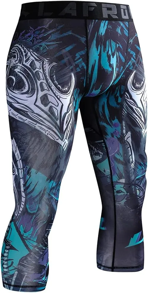LAFROI Men's Compression Fit 3/4 Tights Leggings with Pcoket/Non-Pocket-YSK10