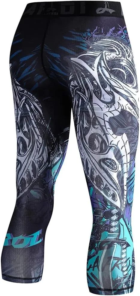 LAFROI Men's Compression Fit 3/4 Tights Leggings with Pcoket/Non-Pocket-YSK10