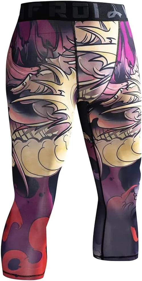 LAFROI Men's Compression Fit 3/4 Tights Leggings with Pcoket/Non-Pocket-YSK10