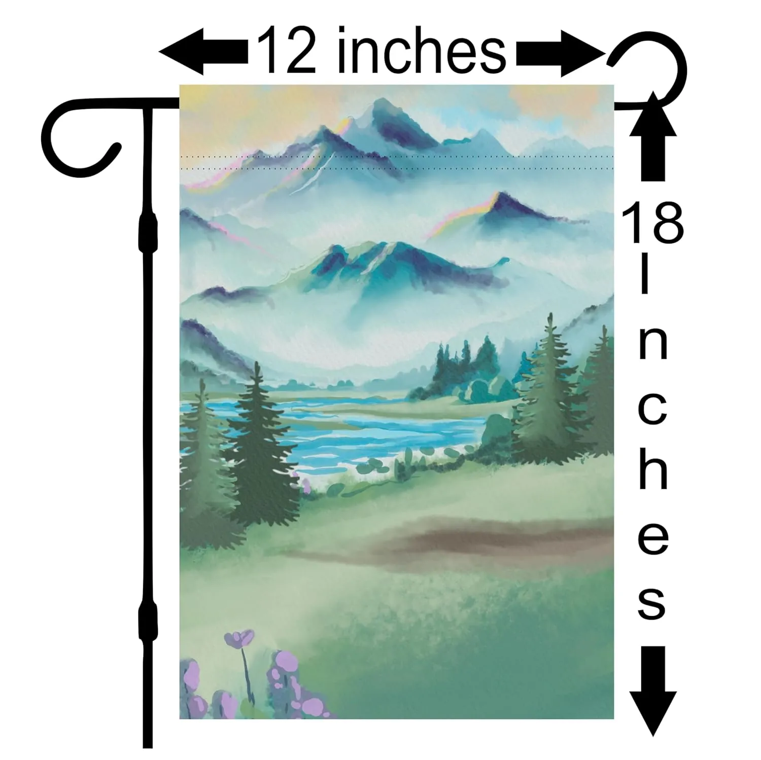 Lake Campsite camper garden flag personalized, Custom outdoor camping decoration sign, unique yard decor for RV travel trailer, Motorhome, tent, van life (Solid Popup Camper)