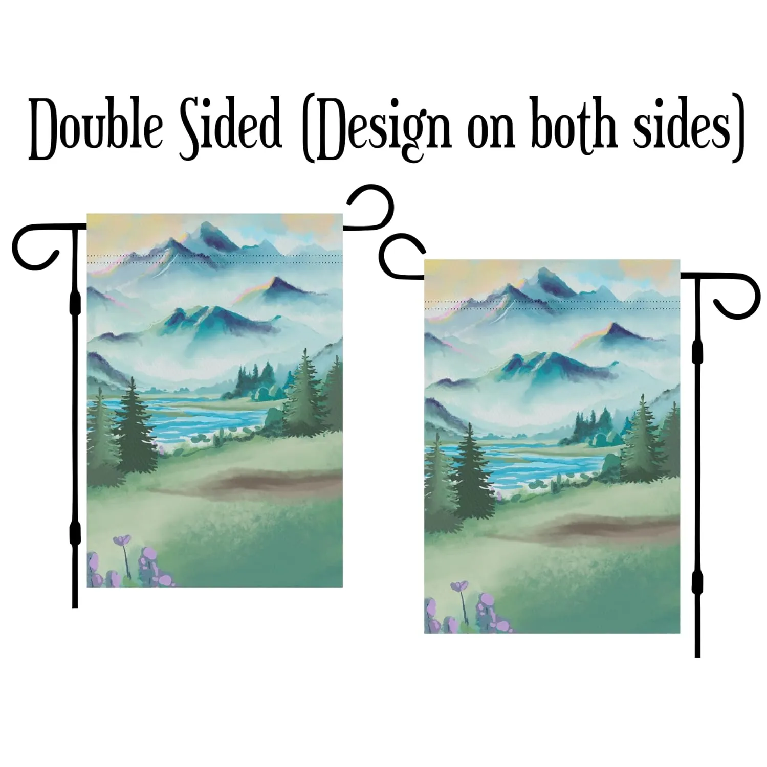 Lake Campsite camper garden flag personalized, Custom outdoor camping decoration sign, unique yard decor for RV travel trailer, Motorhome, tent, van life (Solid Popup Camper)