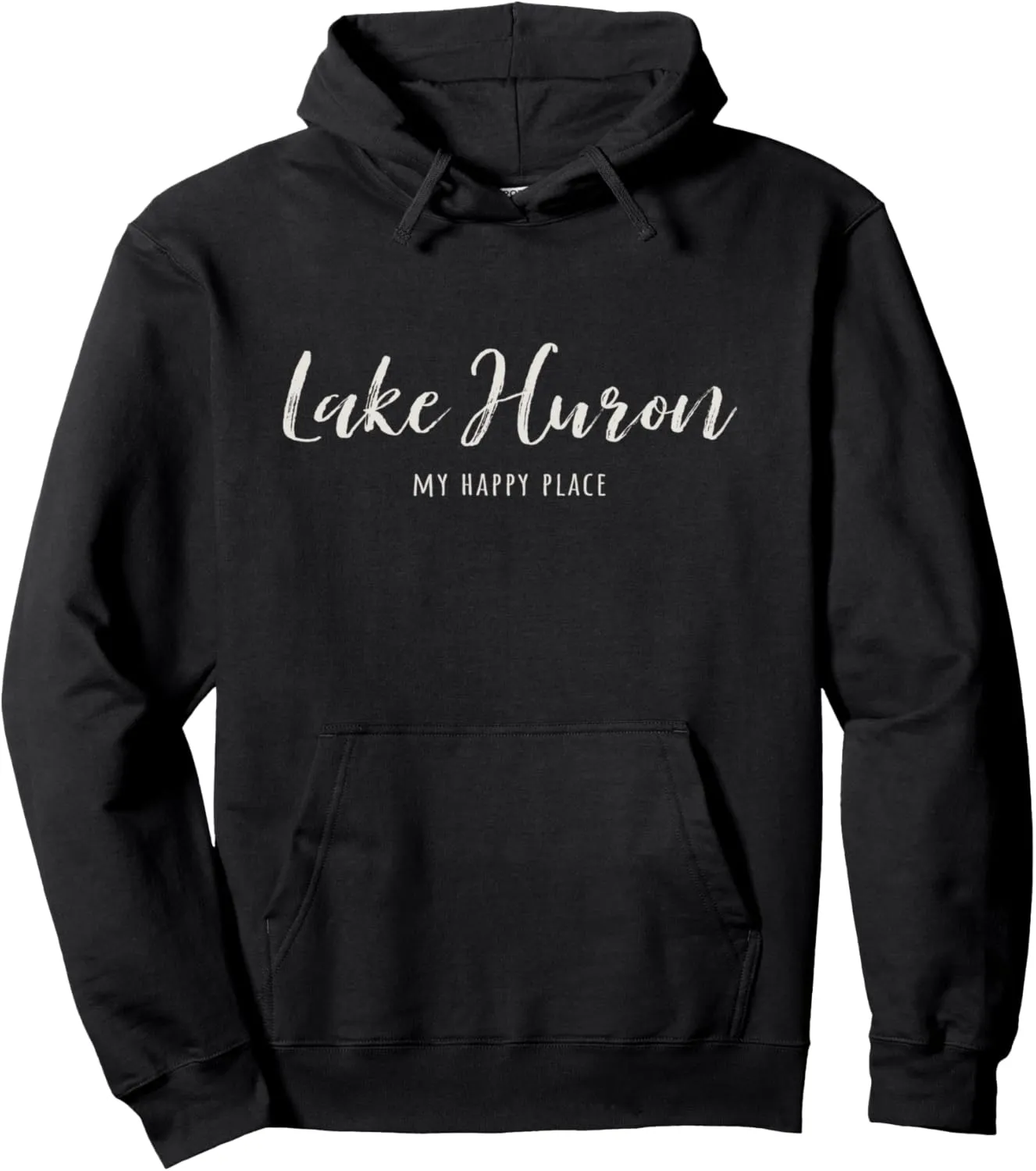 Lake Huron MI My Happy Place Boating Fishing Funny Gift Pullover Hoodie
