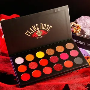 LAKSMI 18 ColorsGoth Eyeshadow Palette, Matte Glitter Highly Pigmented, Brown Black Yellow Sunset Warm Fall Eye Shades, Long Lasting Smooth Texture, Clown Vampire Halloween Christmas Palette (Red)