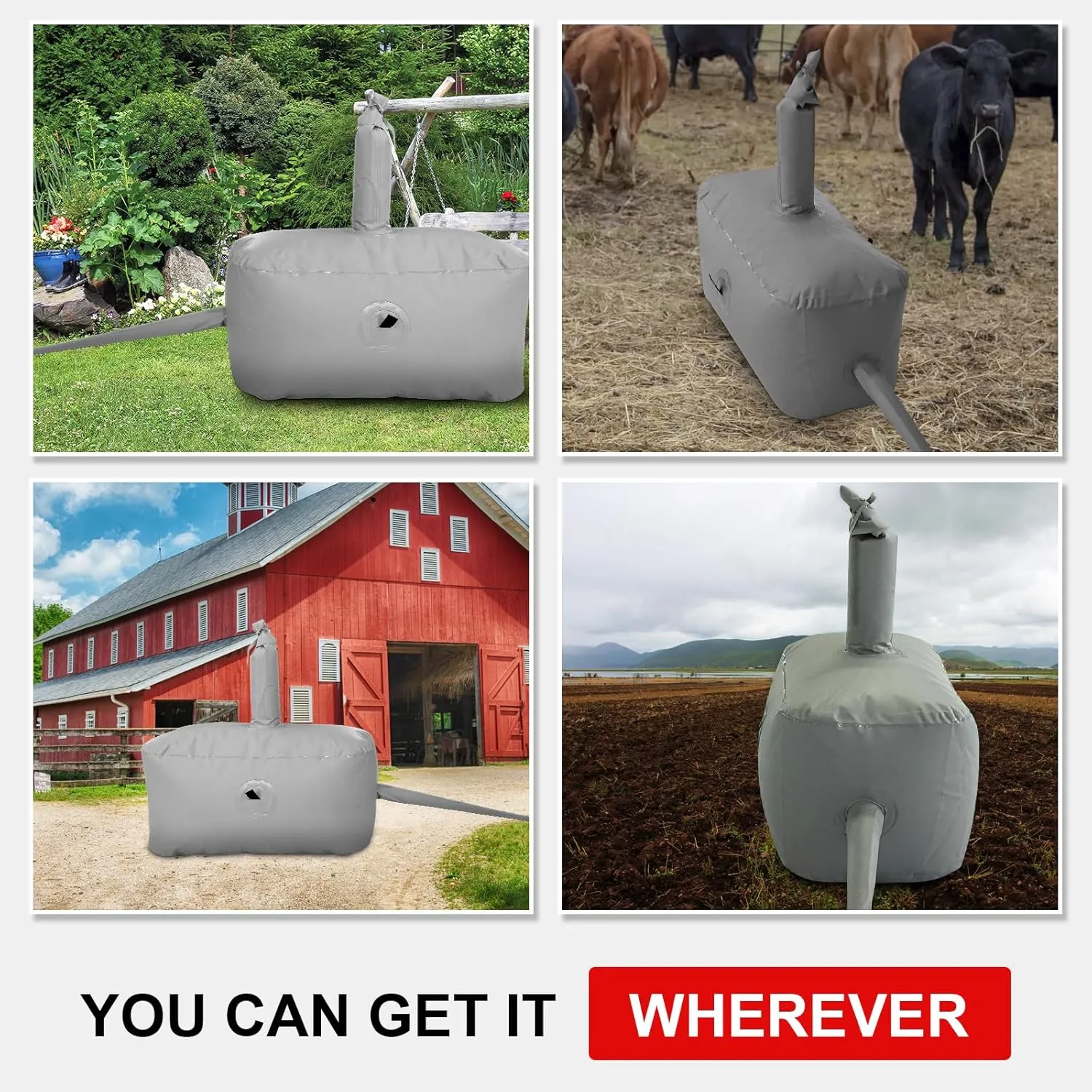 Large Capacity Water Storage Bladder 250L/66Gal Portable Water Tank Foldable Soft Water Bag for Gardening, Drought Resistance, Fire Prevention, Emergency Water, Agricultural Irrigation