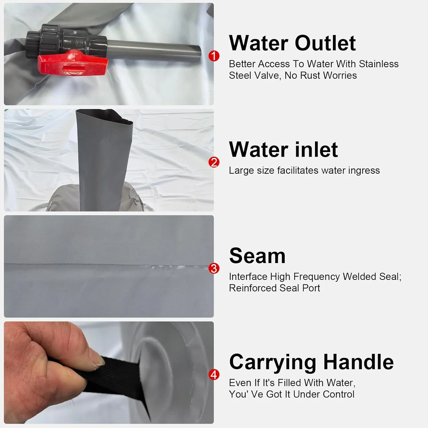 Large Capacity Water Storage Bladder 250L/66Gal Portable Water Tank Foldable Soft Water Bag for Gardening, Drought Resistance, Fire Prevention, Emergency Water, Agricultural Irrigation
