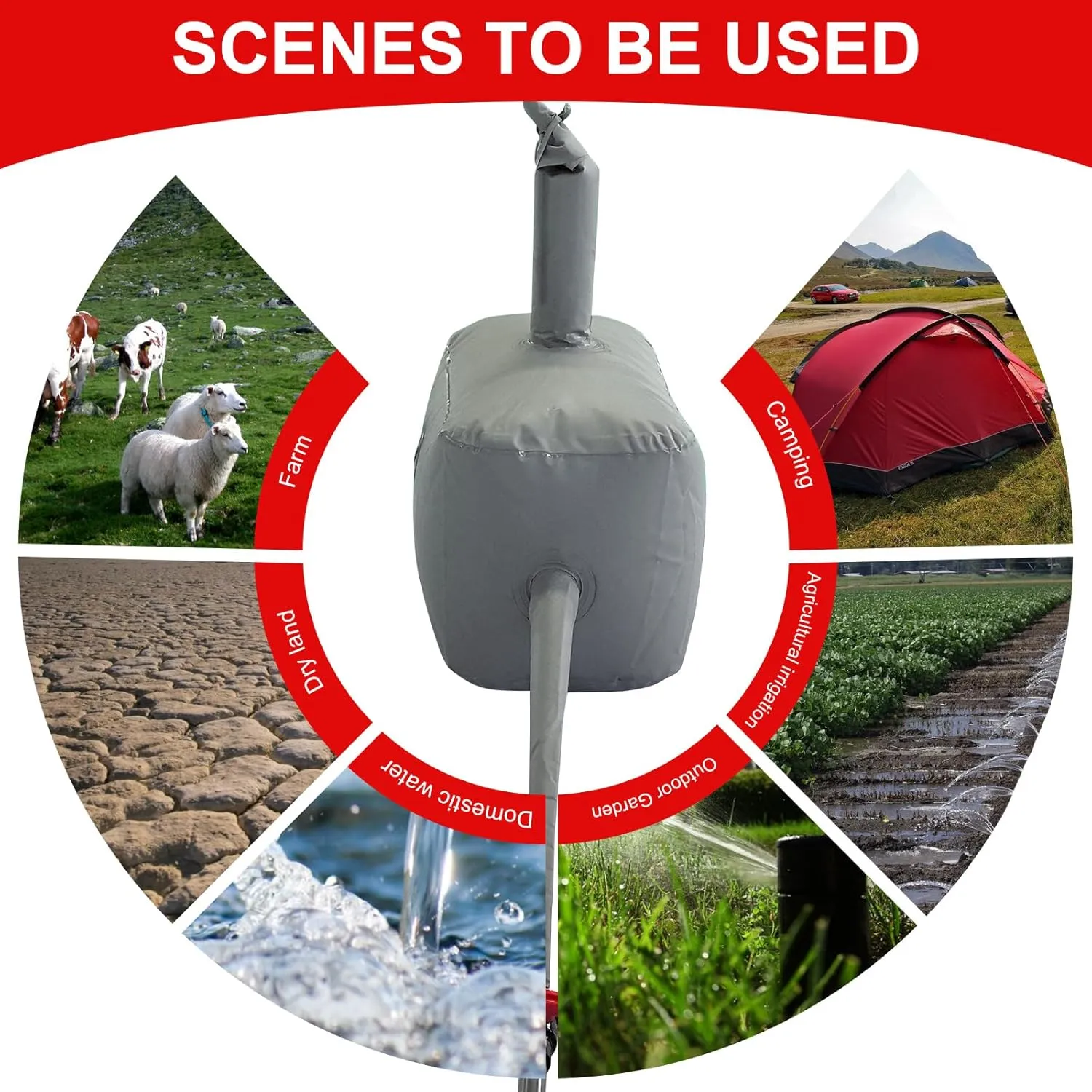 Large Capacity Water Storage Bladder 250L/66Gal Portable Water Tank Foldable Soft Water Bag for Gardening, Drought Resistance, Fire Prevention, Emergency Water, Agricultural Irrigation