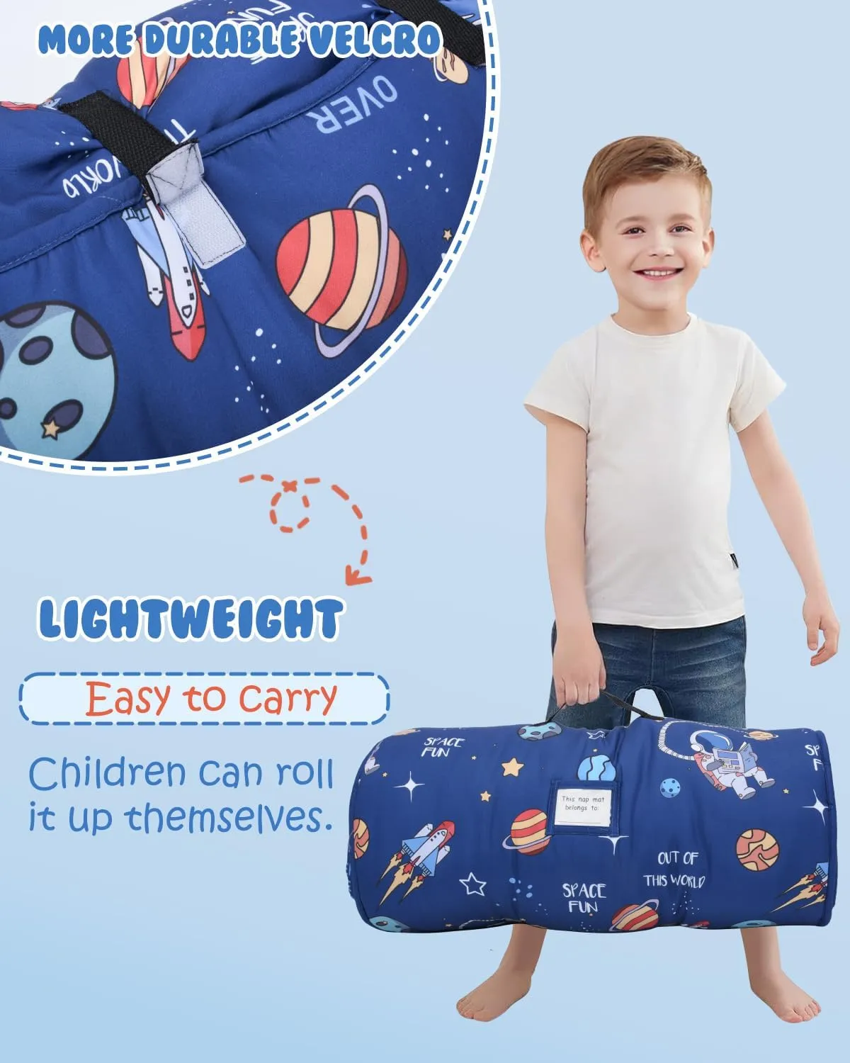 Largest Toddler Nap Mat with Pillow & Blanket, 55.1''x 23'' Soft Toddler Sleeping Mat Roll Up Portable Nap Mats for Preschool, Daycare Kids Nap Mat, Slumber Bags for Boys Girls