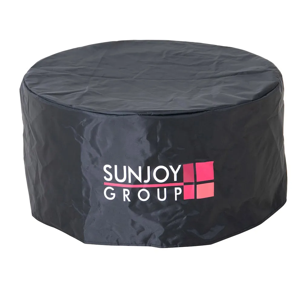 Lawrence 28. Black Steel Wood Burning Outdoor Smokeless Fire Pit with PVC Cover - Sunjoy