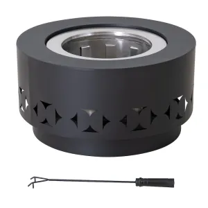 Lawrence 28. Black Steel Wood Burning Outdoor Smokeless Fire Pit with PVC Cover - Sunjoy