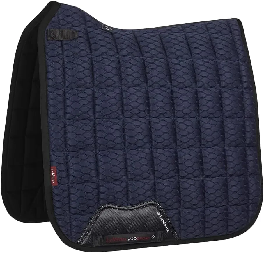 LeMieux Dressage Carbon Mesh Square Saddle Pad - English Saddle Pads for Horses - Equestrian Riding Equipment and Accessories (Navy - Large)