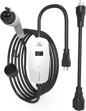 Level 1 EV Charger 110V/240V - EVDANCE Portable Electric Car Charger 6-16A Adjustable, J1772 Charger with 25 FT Charging Cable, NEMA 6-20 & 5-15 Plug-in EV Charging Station for Electric Car