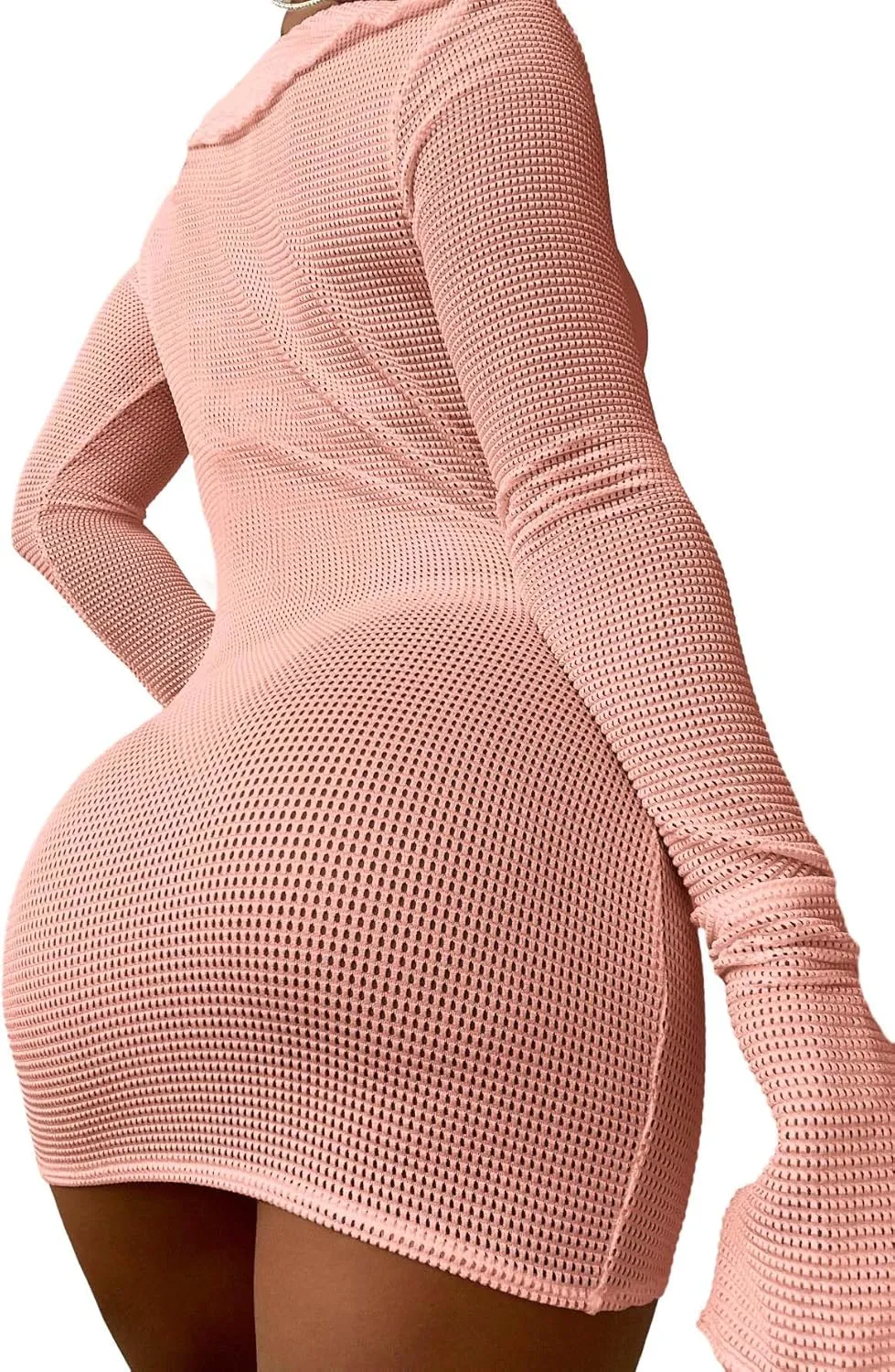 Lilosy Sexy Long Sleeve Mesh Swimsuit 3 Pieces Cover Up Bikini Set
